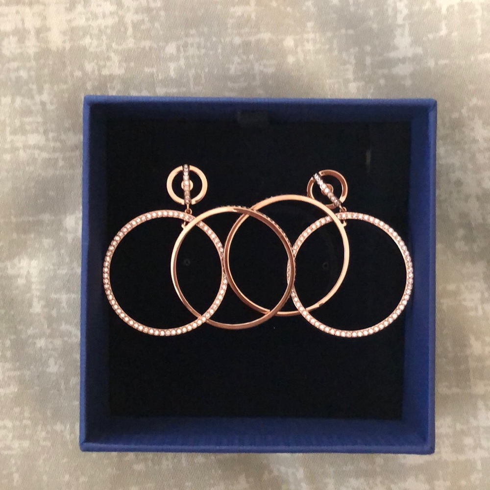 NWT Swarovski Crystal Double Hoop Earrings